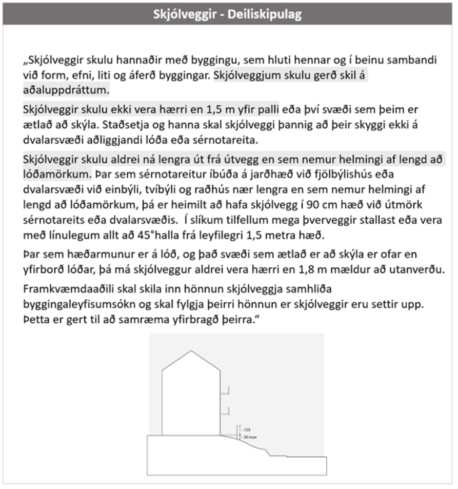 Skjólveggir í deiliskipulagi Urriðaholts